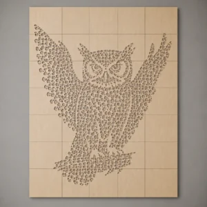 Mosaik Holz-Wandpaneel „Eule“