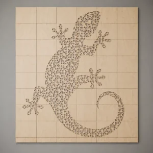 Mosaik Holz-Wandpaneel „Gekko“