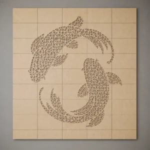 Mosaik Holz-Wandpaneel „Fische“