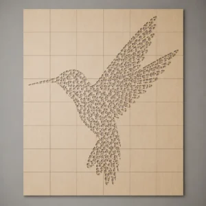 Mosaik Holz-Wandpaneel „Kolibri“