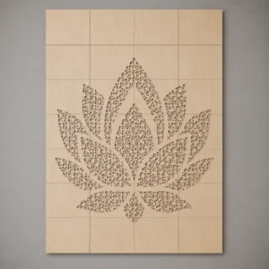 Mosaik Holz-Wandpaneel „Lotusblüte“