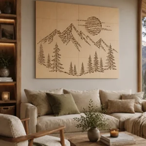 Mosaik Holz-Wandpaneel „Mountain“
