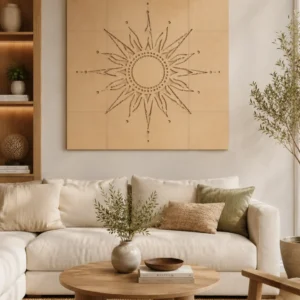 Mosaik  Holz-Wandpaneel „Sun“