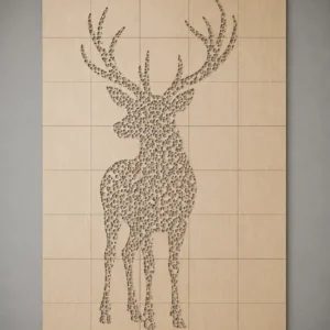 Mosaik Holz-Wandpaneel „Hirsch“