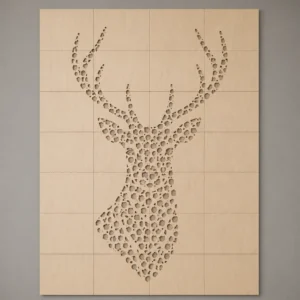 Mosaik Holz-Wandpaneel „Hirschtrophäe“
