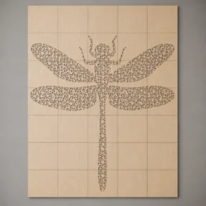 Mosaik Holz-Wandpaneel „Libelle“