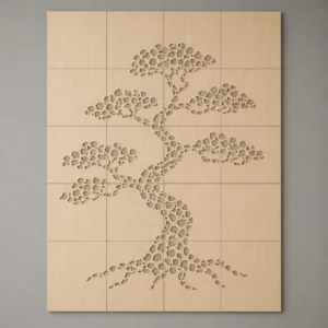 Mosaik Holz-Wandpaneel „Weltbaum“